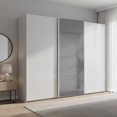 Rauch Beluga Extra 271cm 3 Door Sliding Wardrobe with Grey Mirror - Silk Grey