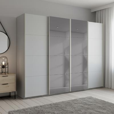 Rauch Beluga Extra 271cm 4 Door Sliding Wardrobe with Grey Mirror - Silk Grey