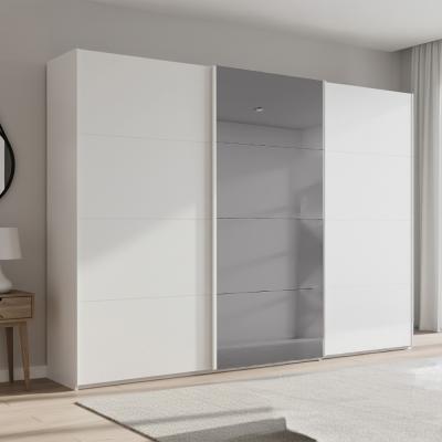 Rauch Beluga Extra 316cm 3 Door Sliding Wardrobe with Grey Mirror - Alpine White