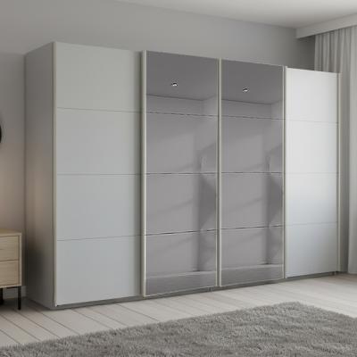 Rauch Beluga Extra 361cm 4 Door Sliding Wardrobe with Grey Mirror - Silk Grey