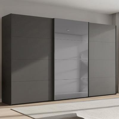Rauch Beluga Extra 406cm 3 Door Sliding Wardrobe with Grey Mirror - Graphite