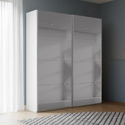 Rauch Beluga Extra 137cm 2 Door Sliding Grey Mirrored Wardrobe - Alpine White