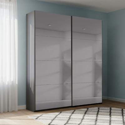Rauch Beluga Extra 137cm 2 Door Sliding Grey Mirrored Wardrobe - Graphite