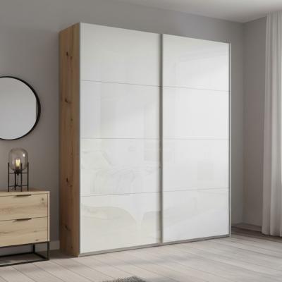 Rauch Beluga Extra 137cm 2 Door Sliding Wardrobe - Artisan Oak and White High Gloss