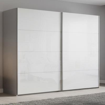 Rauch Beluga Extra 271cm 2 Door Sliding Wardrobe - Silk Grey and White High Gloss