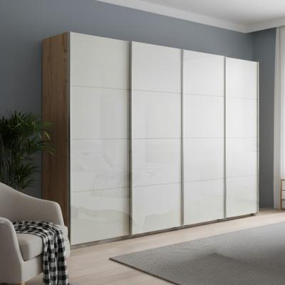 Rauch Beluga Extra 271cm 4 Door Sliding Wardrobe - Artisan Oak and White High Gloss