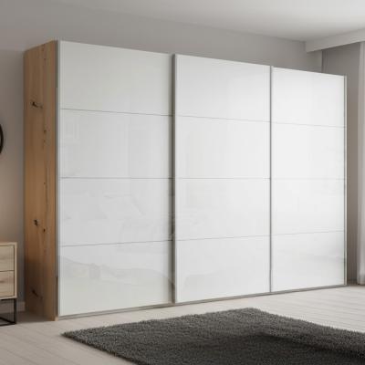 Rauch Beluga Extra 361cm 3 Door Sliding Wardrobe - Artisan Oak and White High Gloss