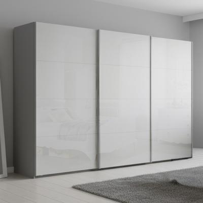 Rauch Beluga Extra 361cm 3 Door Sliding Wardrobe - Silk Grey and White High Gloss