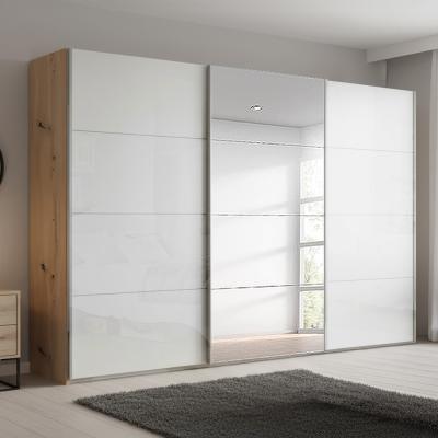 Rauch Beluga Extra 361cm 3 Door Sliding Wardrobe with Mirror - Artisan Oak and White High Gloss