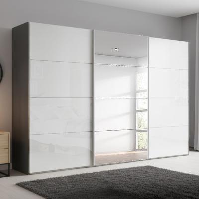 Rauch Beluga Extra 361cm 3 Door Sliding Wardrobe with Mirror - Graphite and White High Gloss