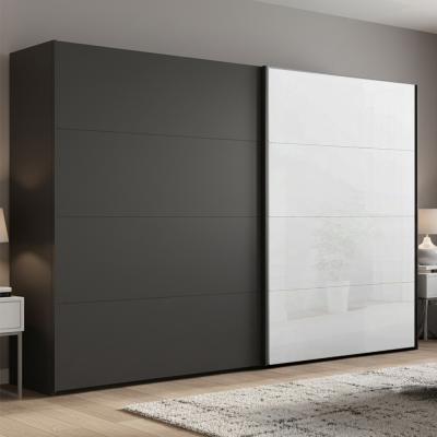 Rauch Beluga Extra 226cm 2 Door Sliding Wardrobe - White High Gloss and Graphite Front