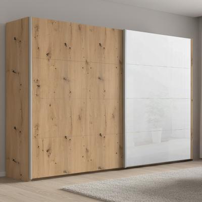 Rauch Beluga Extra 271cm 2 Door Sliding Wardrobe - White High Gloss and Artisan Oak Front