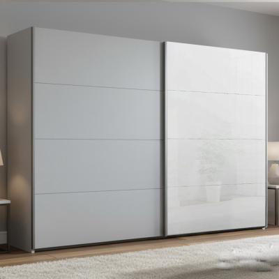 Rauch Beluga Extra 271cm 2 Door Sliding Wardrobe - White High Gloss and Silk Grey Front
