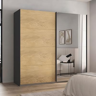 Rauch Malva 181cm 2 Door Sliding Wardrobe with Mirror - Metallic Dark Grey