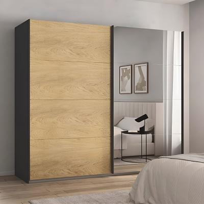 Rauch Malva 271cm 2 Door Sliding Wardrobe with Mirror - Metallic Dark Grey