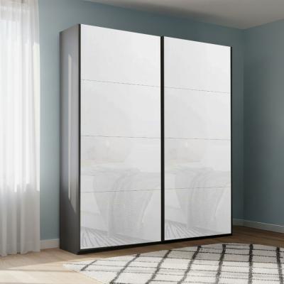 Rauch Beluga Extra 137cm 2 Door Sliding Wardrobe - Graphite and White Glass