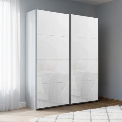 Rauch Beluga Extra 137cm 2 Door Sliding Wardrobe - Silk Grey and White Glass