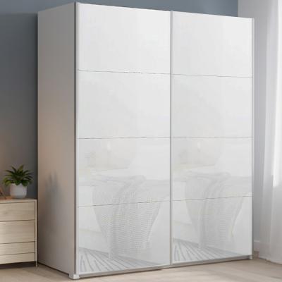Rauch Beluga Extra 181cm 2 Door Sliding Wardrobe - Alpine White and White Glass