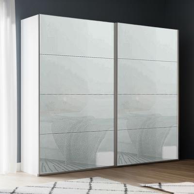 Rauch Beluga Extra 226cm 2 Door Sliding Wardrobe - Alpine White and Silk Grey Glass