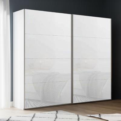 Rauch Beluga Extra 226cm 2 Door Sliding Wardrobe - Alpine White and White Glass