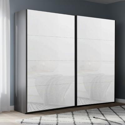 Rauch Beluga Extra 226cm 2 Door Sliding Wardrobe - Graphite and White Glass