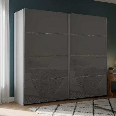 Rauch Beluga Extra 226cm 2 Door Sliding Wardrobe - Silk Grey and Basalt Glass