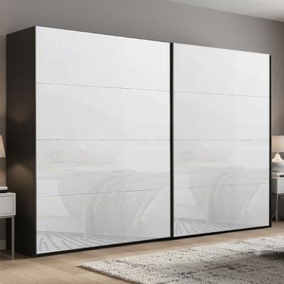 Rauch Beluga Extra 271cm 2 Door Sliding Wardrobe - Graphite and White Glass