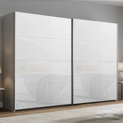 Rauch Beluga Extra 271cm 2 Door Sliding Wardrobe - Silk Grey and White Glass