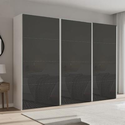 Rauch Beluga Extra 316cm 3 Door Sliding Wardrobe - Alpine White and Basalt Glass