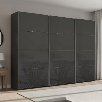 Rauch Beluga Extra 316cm 3 Door Sliding Wardrobe - Graphite and Basalt Glass