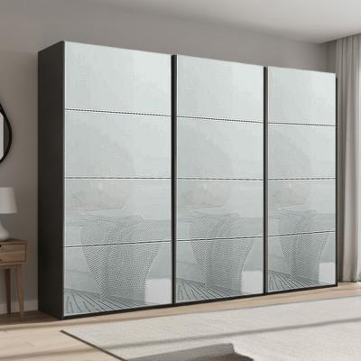 Rauch Beluga Extra 316cm 3 Door Sliding Wardrobe - Graphite and Silk Grey Glass