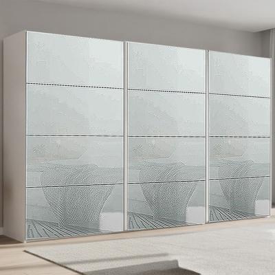 Rauch Beluga Extra 406cm 3 Door Sliding Wardrobe - Alpine White and Silk Grey Glass