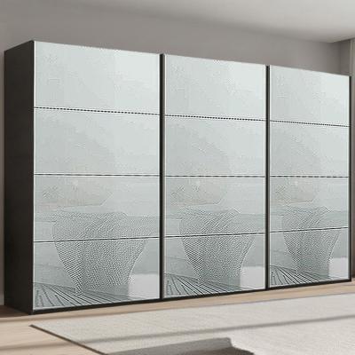 Rauch Beluga Extra 406cm 3 Door Sliding Wardrobe - Graphite and Silk Grey Glass