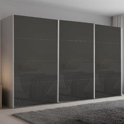 Rauch Beluga Extra 406cm 3 Door Sliding Wardrobe - Silk Grey and Basalt Glass