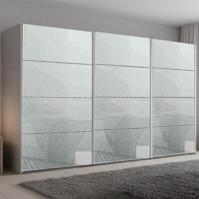 Rauch Beluga Extra 406cm 3 Door Sliding Wardrobe - Silk Grey and Silk Grey Glass