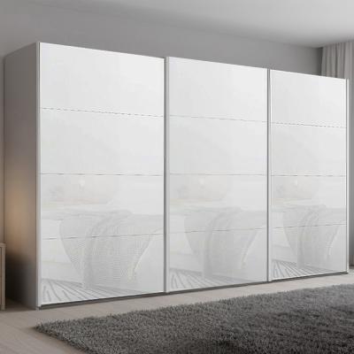 Rauch Beluga Extra 406cm 3 Door Sliding Wardrobe - Silk Grey and White Glass