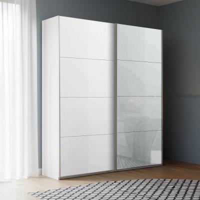 Rauch Beluga Extra 137cm 2 Door Sliding Wardrobe - Alpine White and Silk Grey Glass Front