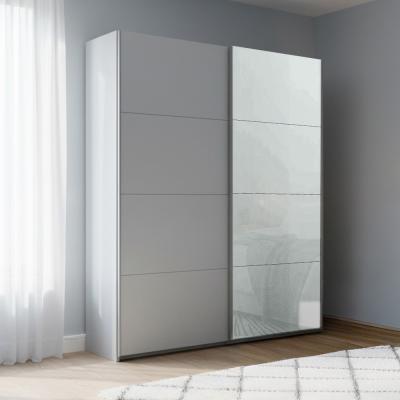 Rauch Beluga Extra 137cm 2 Door Sliding Wardrobe - Silk Grey and Silk Grey Glass Front
