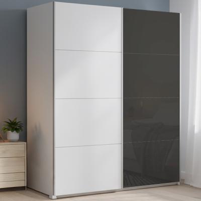 Rauch Beluga Extra 181cm 2 Door Sliding Wardrobe - Alpine White and Basalt Glass Front