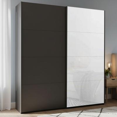 Rauch Beluga Extra 181cm 2 Door Sliding Wardrobe - Graphite and White Glass Front