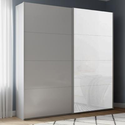 Rauch Beluga Extra 181cm 2 Door Sliding Wardrobe - Silk Grey and White Glass Front