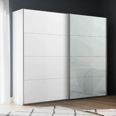 Rauch Beluga Extra 226cm 2 Door Sliding Wardrobe - Alpine White and Silk Grey Glass Front