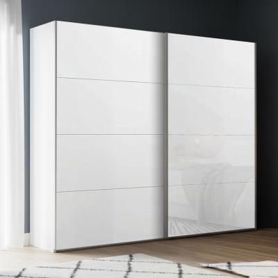 Rauch Beluga Extra 226cm 2 Door Sliding Wardrobe - Alpine White and White Glass Front