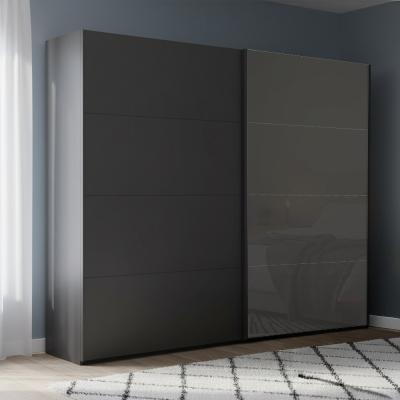 Rauch Beluga Extra 226cm 2 Door Sliding Wardrobe - Graphite and Basalt Glass Front