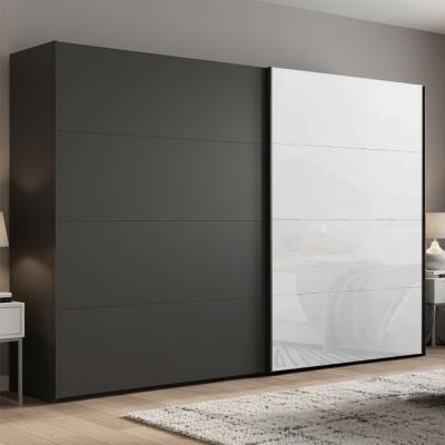 Rauch Beluga Extra 271cm 2 Door Sliding Wardrobe - Graphite and White Glass Front