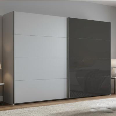 Rauch Beluga Extra 271cm 2 Door Sliding Wardrobe - Silk Grey and Basalt Glass Front