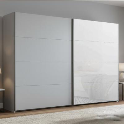 Rauch Beluga Extra 271cm 2 Door Sliding Wardrobe - Silk Grey and White Glass Front