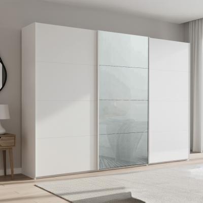 Rauch Beluga Extra 316cm 3 Door Sliding Wardrobe - Alpine White and Silk Grey Glass Front
