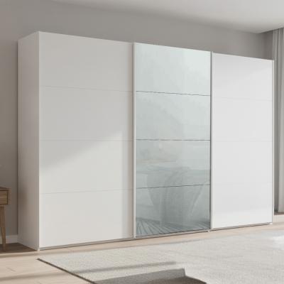 Rauch Beluga Extra 361cm 3 Door Sliding Wardrobe - Alpine White and Silk Grey Glass Front