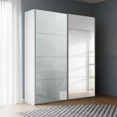 Rauch Beluga Extra 137cm 2 Door Sliding Wardrobe with Mirror - Alpine White and Silk Grey Glass